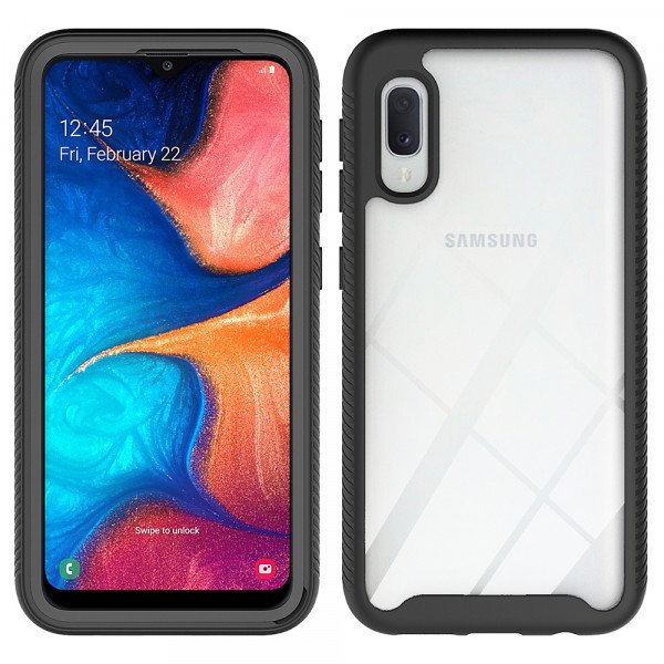 Wholesale Samsung Galaxy A10E, A102 Clear Dual Defense Hybrid Case (Black)